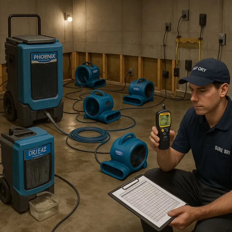 Structural Drying and Dehumidification process in Burlington County, NJ